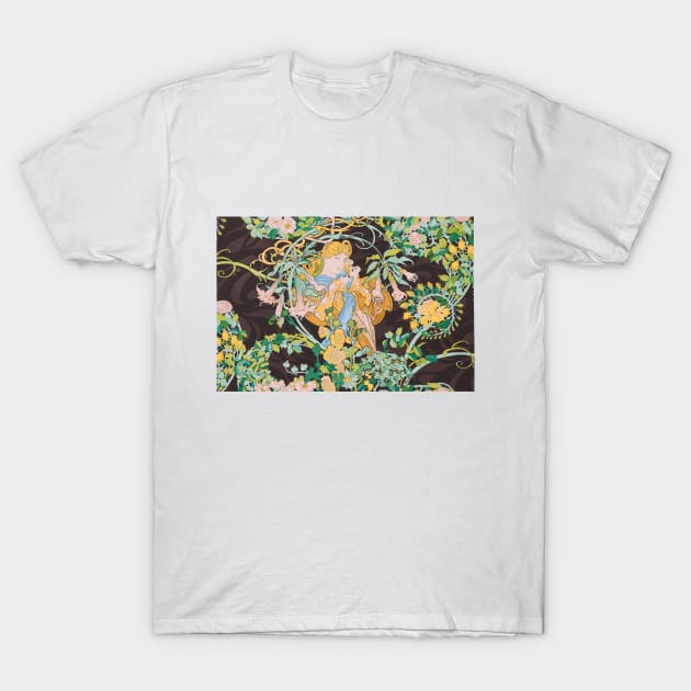 Woman with Flowers by Alphonse Mucha T-Shirt by Naves